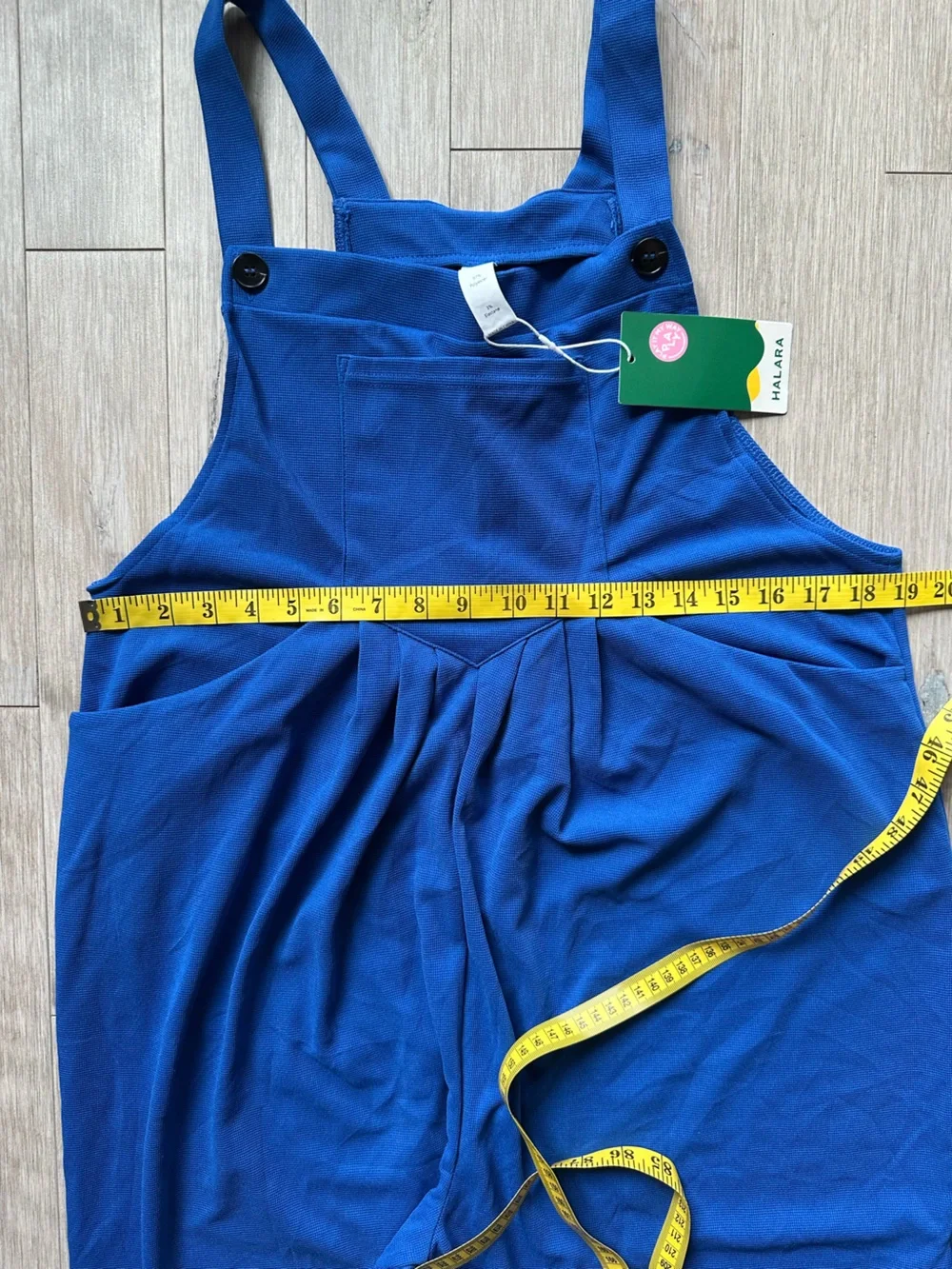 NWT HALARA Waffle Royal Blue Relaxed Pockets Jumpsuit Overall Size Large - Picture 6 of 7